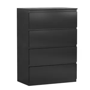 Vida Designs Denver Black 4 Drawer Chest (H)960mm (W)700mm (D)400mm