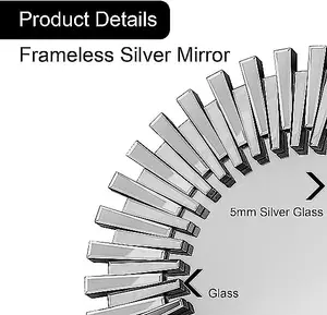 MiHOMEUK Large Cori Gear Silver Round Wall Mirror with Attached Wall Mount