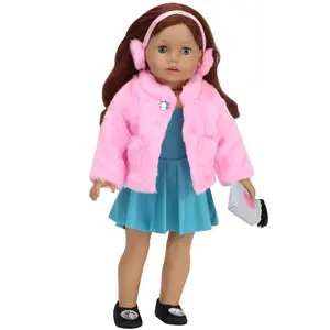 Sophia's by Teamson Kids Pink Fur Coat and Earmuff Headband Set for 18" Dolls