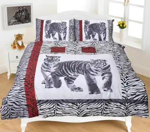 3D Animal Effect Quilt Bedding Sets with Pillow Cases Poly Cotton Luxury, Tiger Black