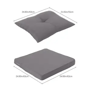 Outdoor Dark Grey 2Pcs Garden Sofa Cushion Backrest Set