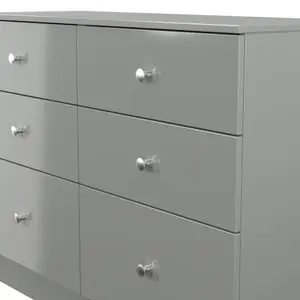 Yarmouth Ready assembled Grey 6 Drawer Chest (H)785mm (W)1100mm (D)390mm