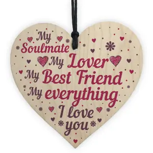 Red Ocean Soulmate Gifts Wooden Hanging Heart Plaque Gift For Boyfriend Girlfriend Anniversary Birthday Gifts For Him Her