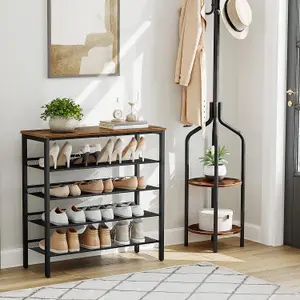 Shoe Rack, 5-Tier Shoe Organizer, Shoe Storage Rack for 16-20 Pairs, Adjustable Mesh Shelves, Shoe Storage Unit for Entryway,