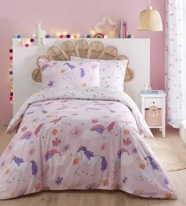 Charlotte Thomas Pink Unicorn Duvet Cover Set Reversible With Pillowcases Single