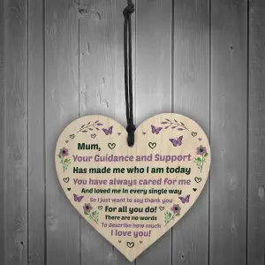 Mum Gift From Daughter Son Wood Heart Mothers Day Birthday Gift For Mum Keepsake