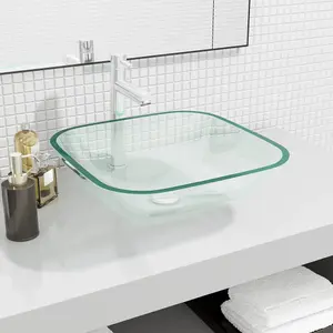 Berkfield Basin Glass 42x42x14 cm Transparent