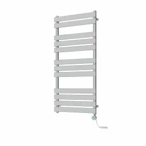 Rinse Bathrooms 1200x600mm Chrome Flat Panel Electric Heated Towel Rail Thermostatic Timer Bathroom Towel Radiator 600W