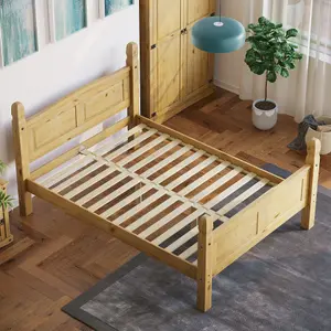 Vida Designs Corona 4ft6 Double Solid Wood Bed Frame Distressed Waxed Pine, High Foot End, 190 x 135cm