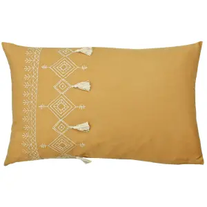 furn. Pritta Embroidered Tasselled Feather Filled Cushion