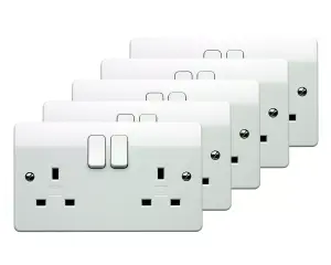 MK White Double 13A Rapid fix socket, Pack of 5