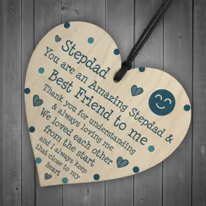 Stepdad Gift Poem Wood Heart Fathers Day Birthday Gift For Stepdad Thank You