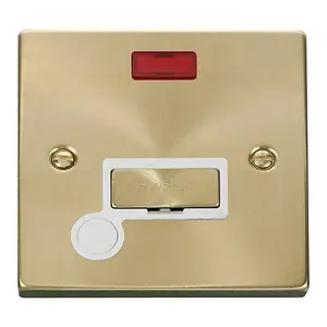 Satin / Brushed Brass 13A Fused Ingot Connection Unit With Neon With Flex - White Trim - SE Home