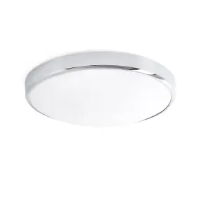 Luminosa Kao LED Bathroom Flush Ceiling Light Chrome, White IP44