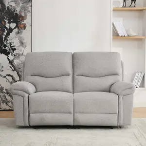 Fosse 2 Seater Manual Recliner Fabric Modern Living Sofa Light Grey