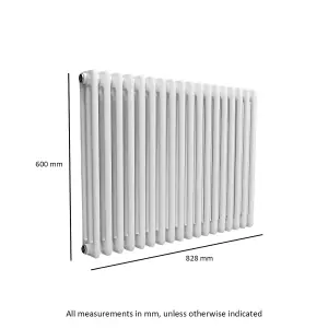 Nes Home 828 X 600 mm Triple Column White Traditional Radiator