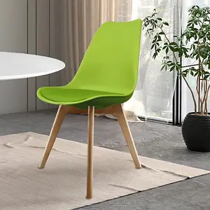 Soho Green Plastic Dining Chair with Squared Light Wood Legs