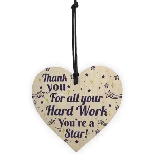 Red Ocean Colleague THANK YOU Gifts Wooden Heart Plaque Employee Teacher Volunteer Keepsake Gifts