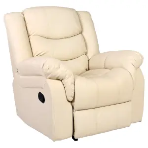 Seattle Manual Recliner Armchair Sofa Home Lounge Bonded Leather Chair (Cream)