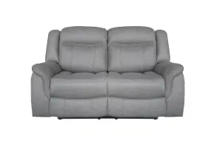 DOVER 2 Seater Manual Recliner in Grey Faux Suede