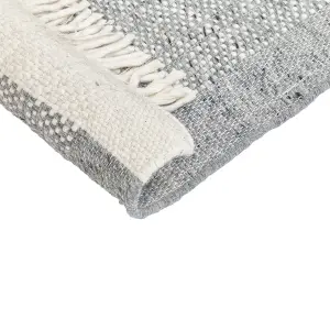 Wool Area Rug 140 x 200 cm Grey and Off-White TATLISU