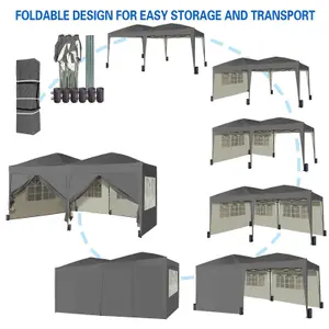 MCC Direct 3x6 Pop Up Gazebo With Removable Sides Grey