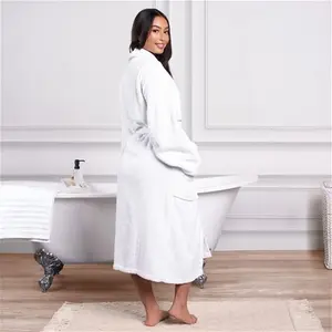 Brentfords 100% Cotton Towelling Dressing Gown, Adults - White