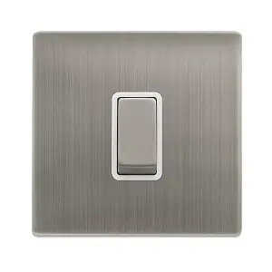 Stainless Steel Screwless Plate 10A 1 Gang 2 Way Ingot Light Switch - White Trim - SE Home