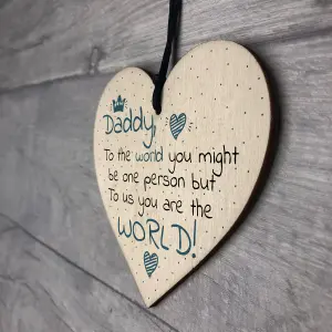 Red Ocean Fathers Day Birthday Novelty Gift Daddy Dad Stepdad Father Wood Hanging Heart Sign Keepsake