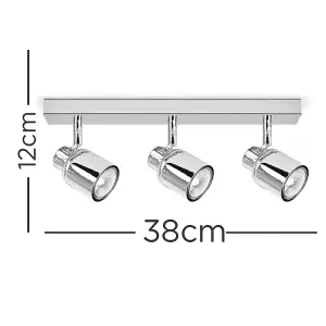 ValueLights Benton Modern Polished Chrome 3 Way Straight Bar Ceiling Spotlight