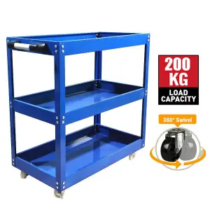 3-Tier Tool Storage Trolley Heavy Duty Garage Workshop Cart(Blue)