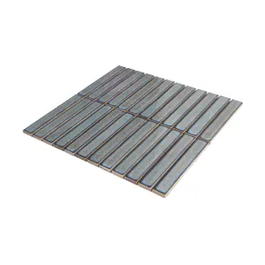 Luisa Grey Gloss Thin Brick Ceramic Mosaic tile sheet, (L)295mm (W)298mm