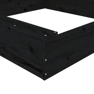 Berkfield Sandbox with Seats Black Square Solid Wood Pine