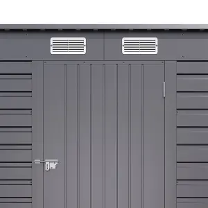 Outdoor Shed Single Door Galvanized Steel Plate Shed Storage Shed in Grey