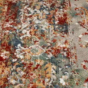 Elegant Meadow Green Multicoloured Distressed Rug 190x280cm