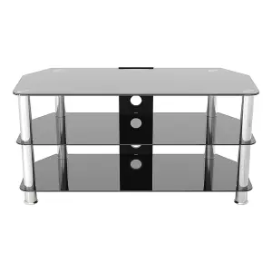 AVF Classic 1m Glass Corner TV Stand with Cable Management for TVs up to 50" - Black & Chrome