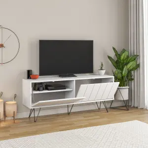 Decortie Picadilly Modern TV Unit Multimedia Centre Storage Cabinet Oak White 139cm for 55" TV