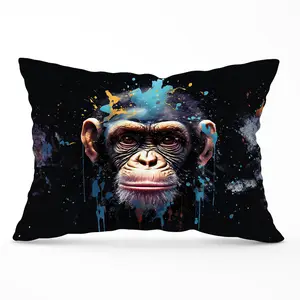 Monkey Face Splashart with Blue Cushions 33cm x 48cm