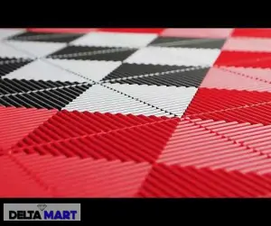 Heavy Duty PVC Interlocking Vented Garage Mat  Red 40mm x 40mm x 20mm