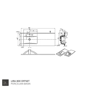 Banyetti Celtic Duo 800mm Wall Hung Basin Unit with Door & Basin - Ostippo Oak