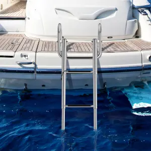 Costway 4-Step Pontoon Boat Ladder Folding Stainless Steel Rear Entry Inboard Ladder