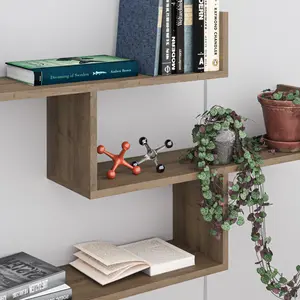 Summer-Louise 3 Piece Floating Shelf Wall Mounted Bookcase Dark Oak