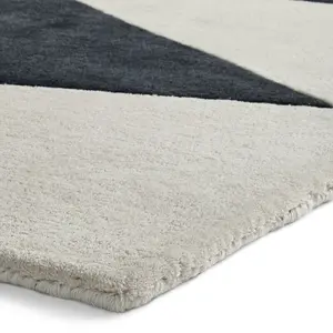 Beige Luxurious Modern Wool Abstract Geometric Rug Easy to clean Living Room and Bedroom-150cm X 230cm