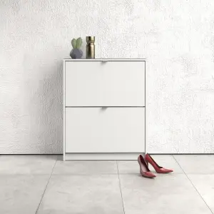 Shoes Shoe cabinet  w. 2 tilting doors and 2 layers White