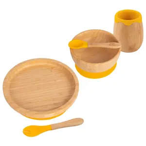 5pc Bamboo Round Baby Weaning Set - Yellow