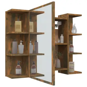 Berkfield Bathroom Mirror Cabinet Smoked Oak 80x20.5x64 cm Engineered Wood