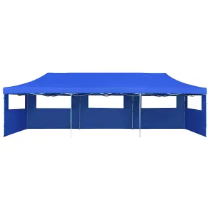 Berkfield Folding Pop-up Party Tent with 5 Sidewalls 3x9 m Blue