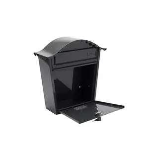 Classic Wall Mounted Galvanised Steel Lockable Weatherproof Post Box - 36x37x13cm Anthracite