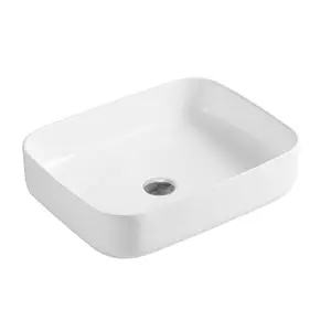 White Stone Lila 510mm L x 510mm W White Ceramic Rectangular Sink