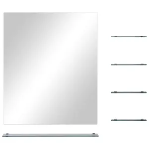 Berkfield Wall Mirror with 5 Shelves Silver 50x60 cm